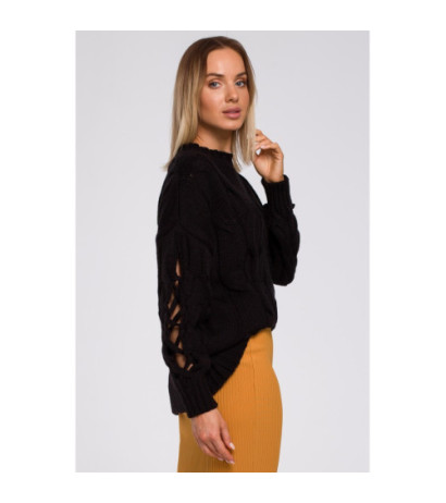 M539 Sweater with holes on sleeves - black