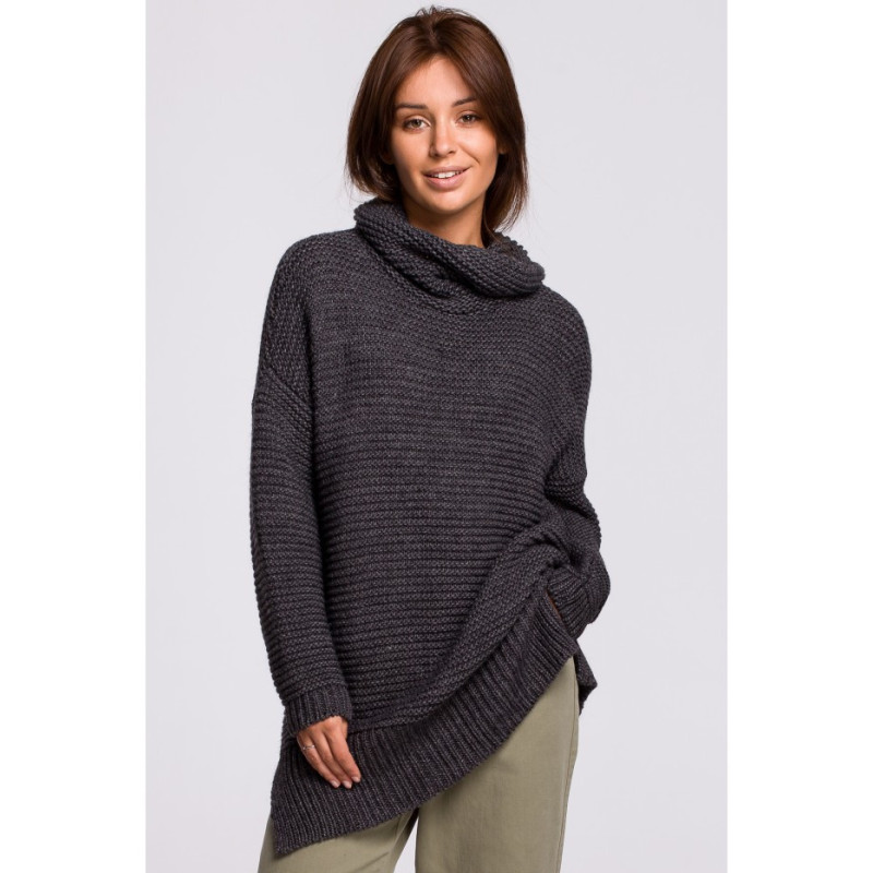 BK047 Oversize sweater with turtleneck - anthracite