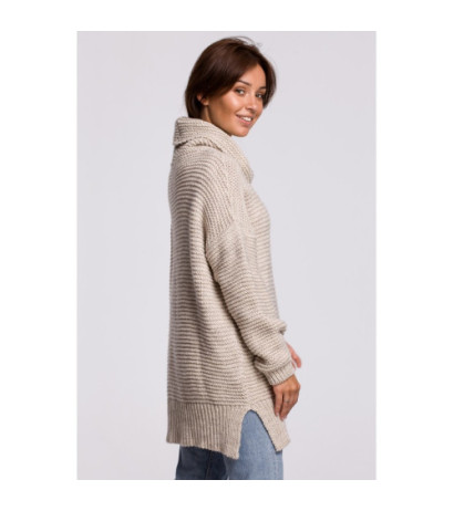 BK047 Oversize sweater with turtleneck - beige