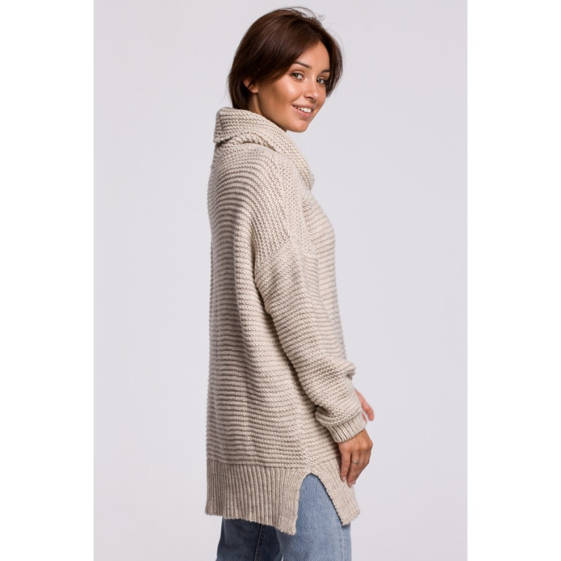 BK047 Oversize sweater with turtleneck - beige