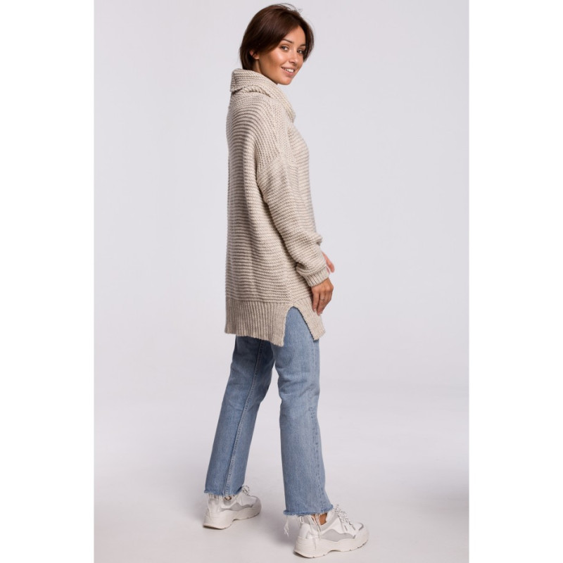 BK047 Oversize sweater with turtleneck - beige