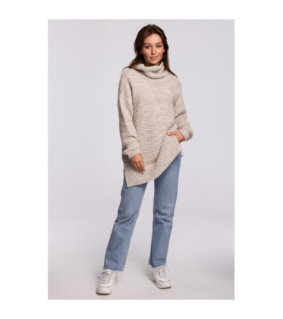 BK047 Oversize sweater with turtleneck - beige