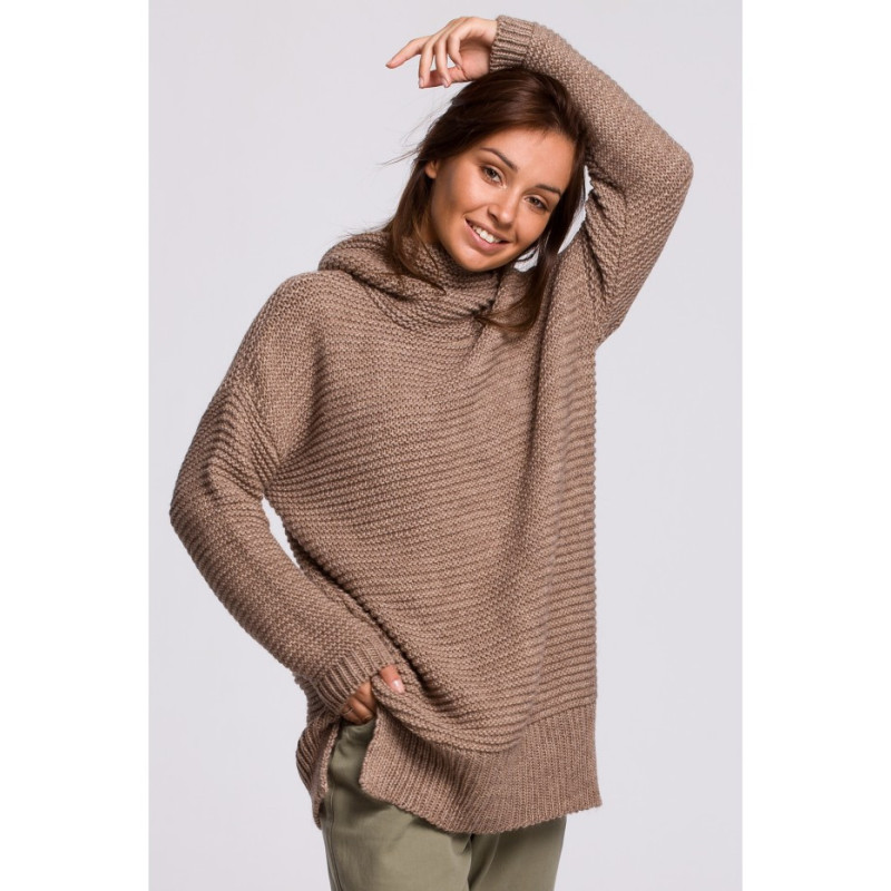 BK047 Oversize sweater with turtleneck - cappuccino