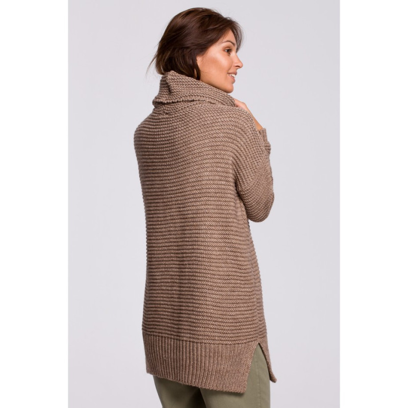 BK047 Oversize sweater with turtleneck - cappuccino