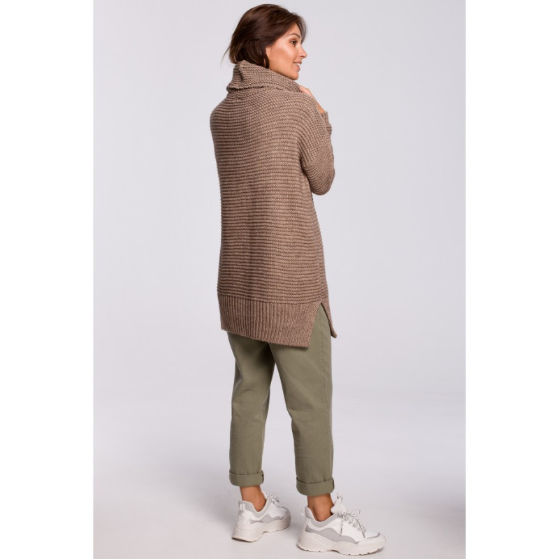 BK047 Oversize sweater with turtleneck - cappuccino