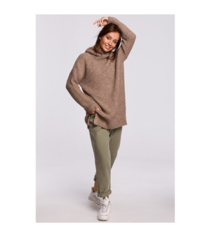 BK047 Oversize sweater with turtleneck - cappuccino