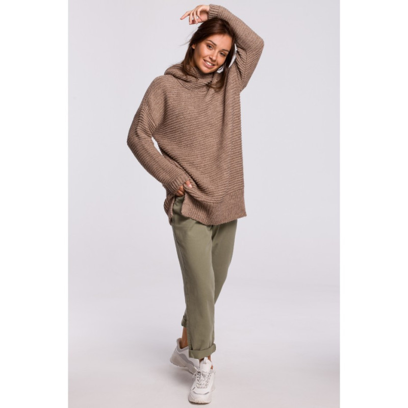 BK047 Oversize sweater with turtleneck - cappuccino