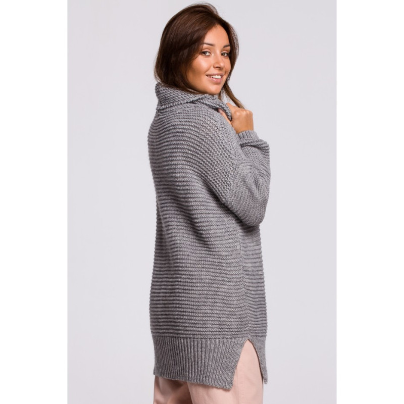 BK047 Oversize sweater with turtleneck - gray