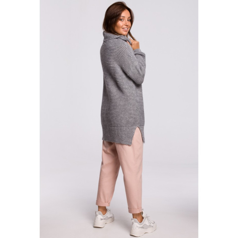 BK047 Oversize sweater with turtleneck - gray