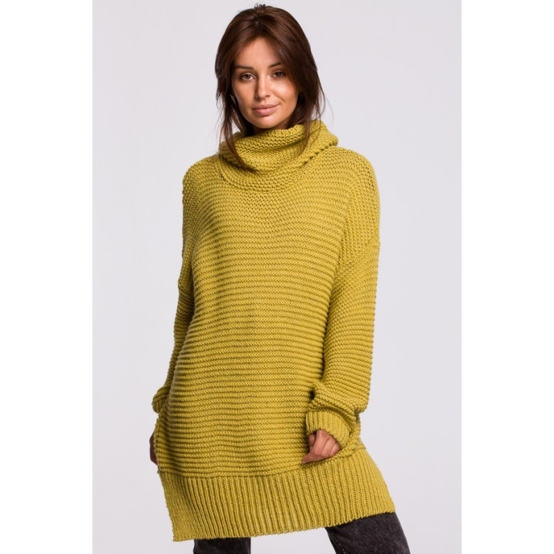 BK047 Oversize sweater with turtleneck - lime green