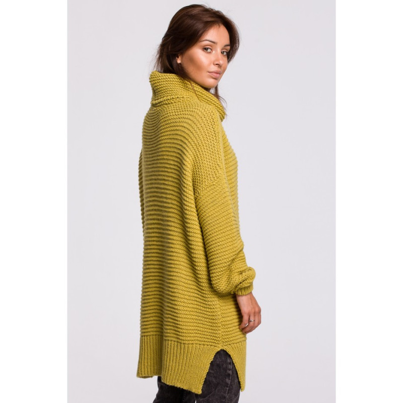 BK047 Oversize sweater with turtleneck - lime green