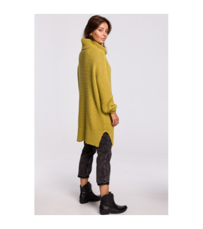 BK047 Oversize sweater with turtleneck - lime green