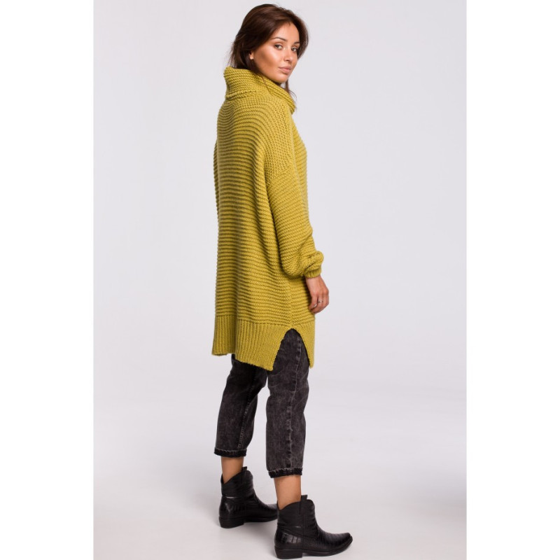 BK047 Oversize sweater with turtleneck - lime green