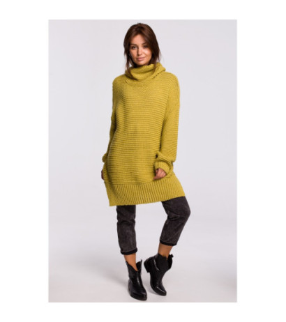 BK047 Oversize sweater with turtleneck - lime green