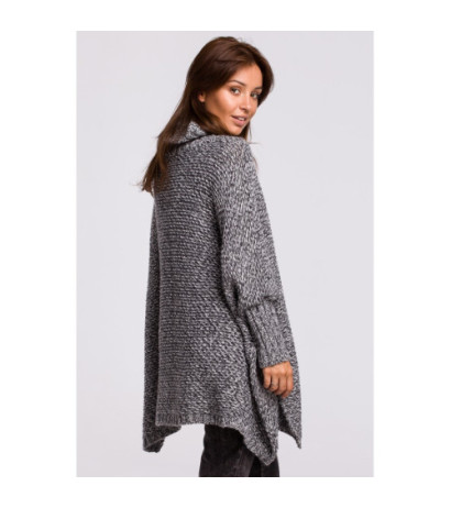 BK049 Poncho sweater with sleeves and turtleneck - anthracite