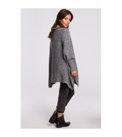 BK049 Poncho sweater with sleeves and turtleneck - anthracite