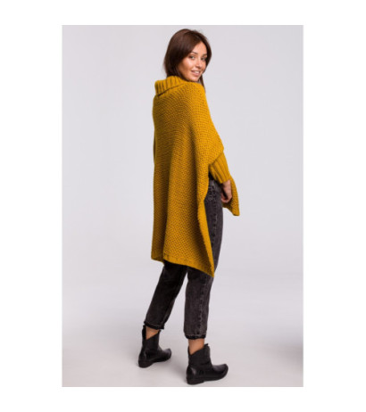 BK049 Poncho sweater with sleeves and turtleneck - honey