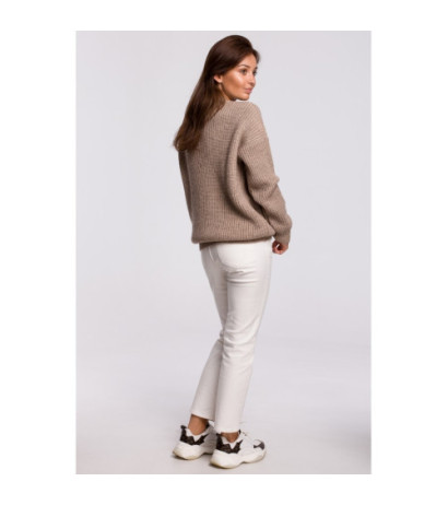 BK052 Long striped sweater - cappuccino