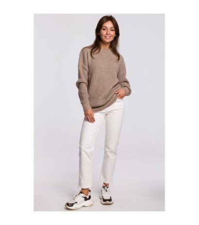 BK052 Long striped sweater - cappuccino