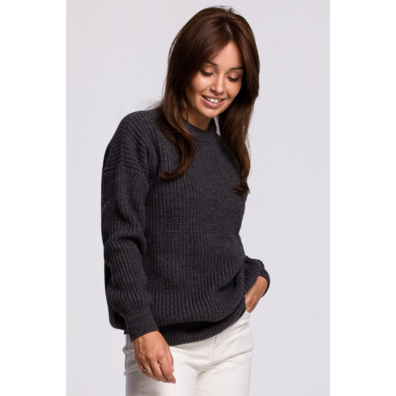 BK052 Long striped sweater - graphite