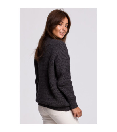 BK052 Long striped sweater - graphite