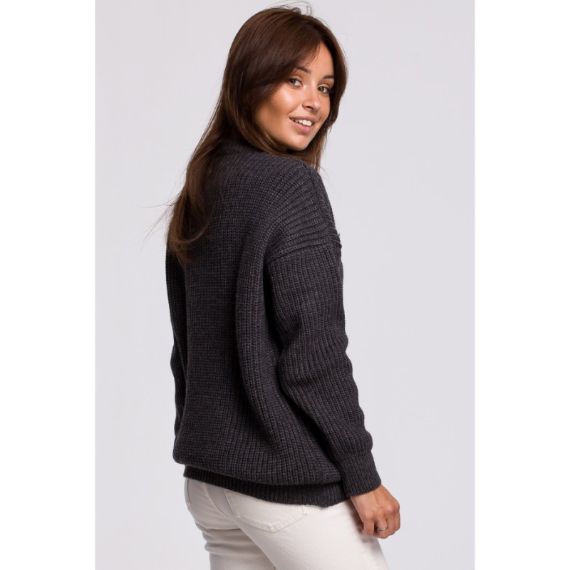 BK052 Long striped sweater - graphite