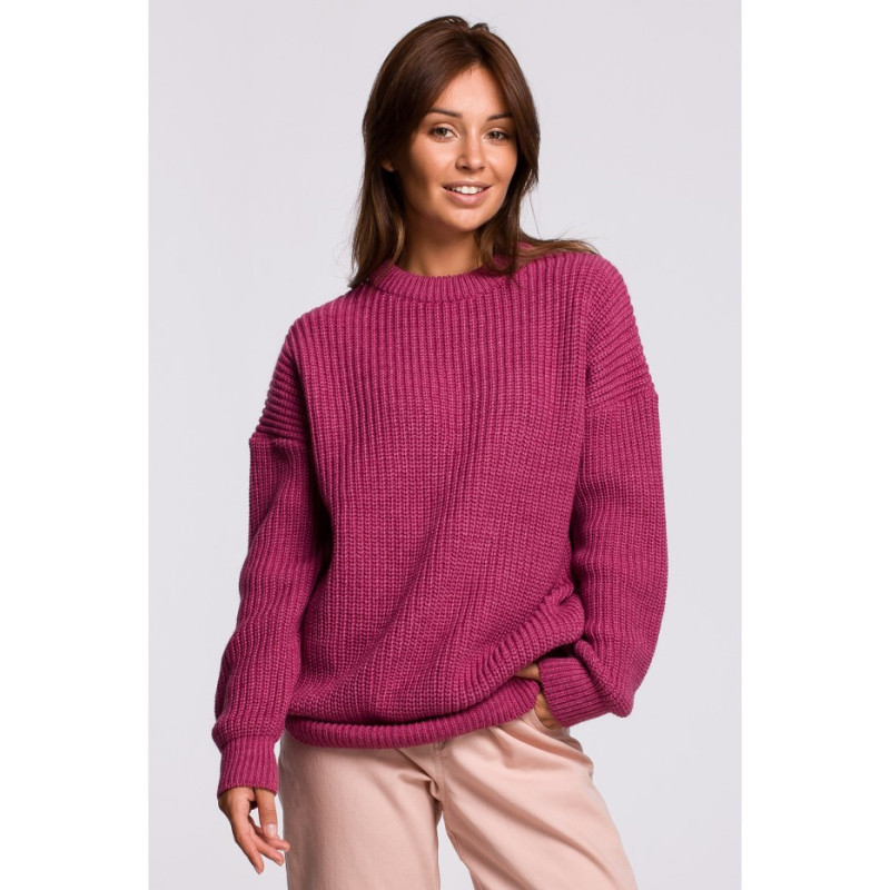 BK052 Long striped sweater - heather