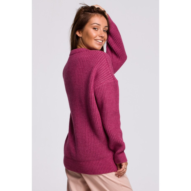 BK052 Long striped sweater - heather