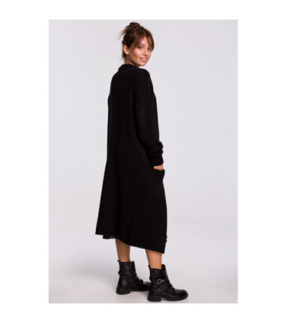 BK053 Long cardigan with pockets - black