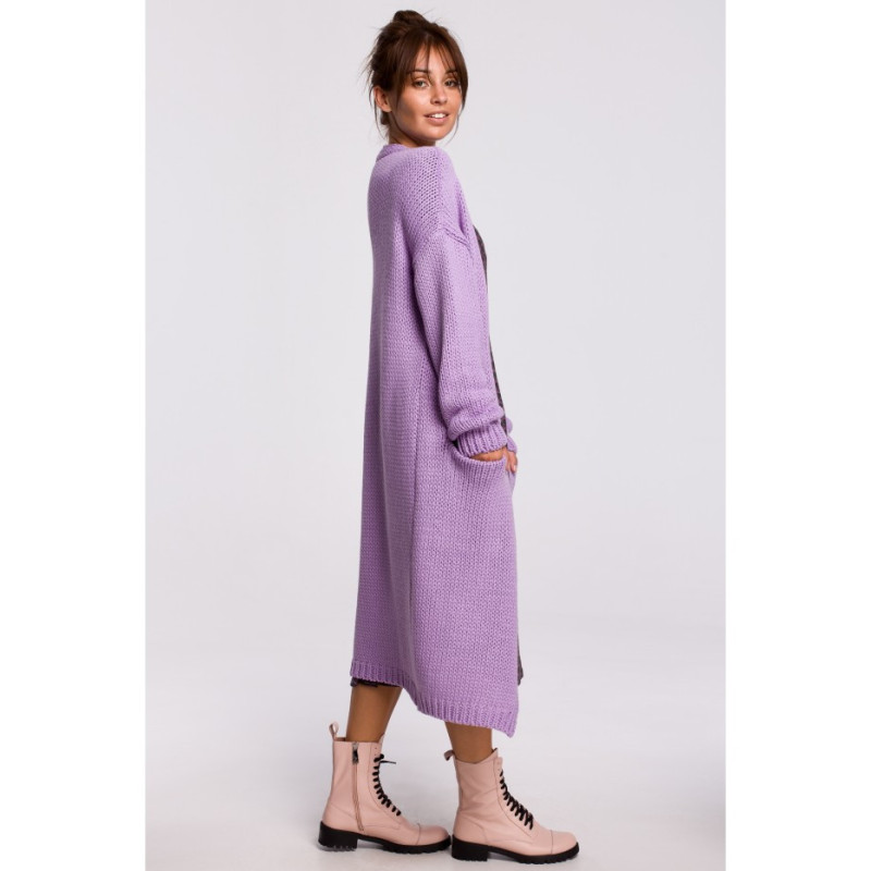 BK053 Long cardigan with pockets - lavender