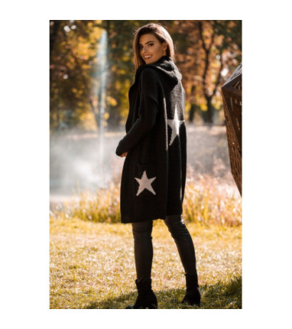 BK063 Star motif cardigan - black and silver