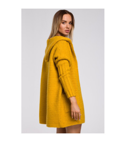 M556 Hooded cardigan with ribbed sleeves - honey