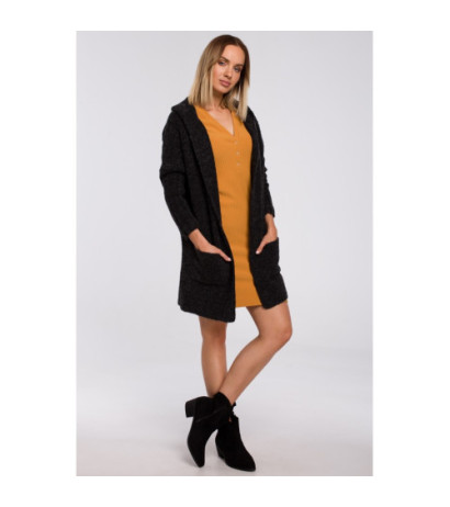 M556 Cardigan with hood and ribbed sleeves - anthracite