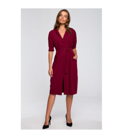 S230 Dress with large pockets - maroon