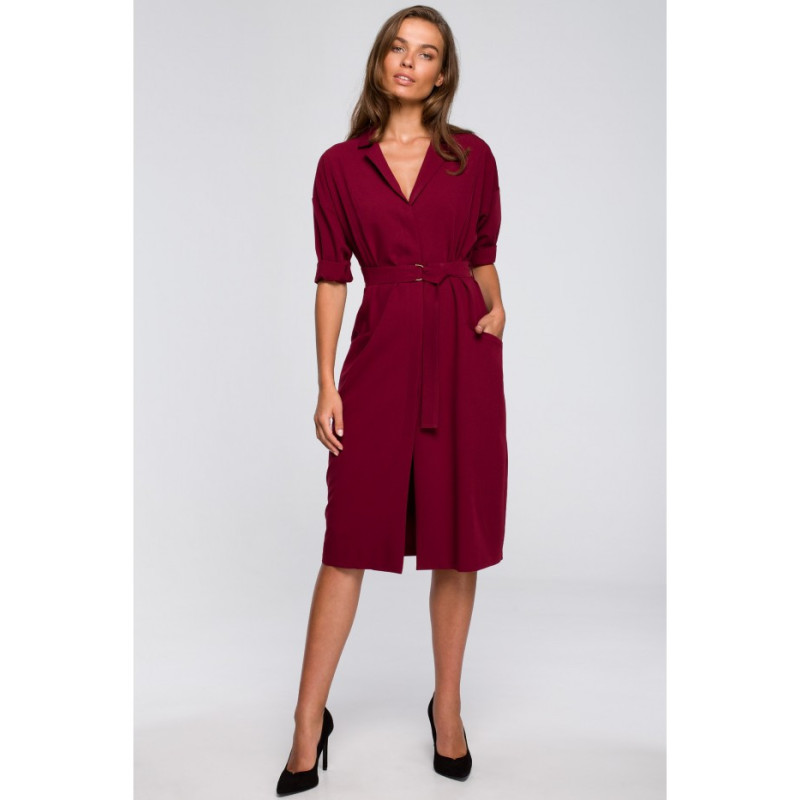 S230 Dress with large pockets - maroon