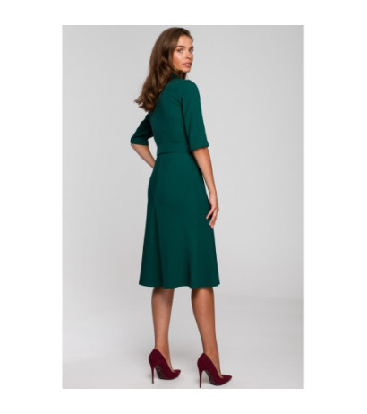 S231 Dress with collar and front zipper - green