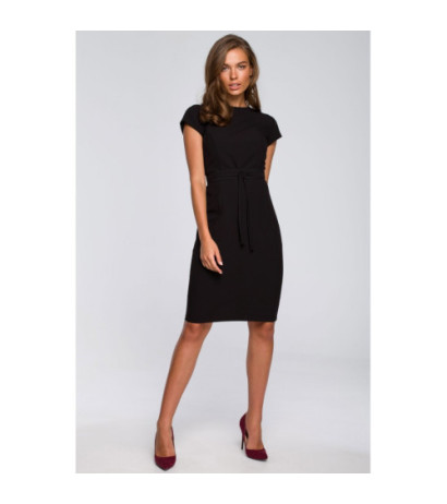 S239 Pencil dress with stitching - black