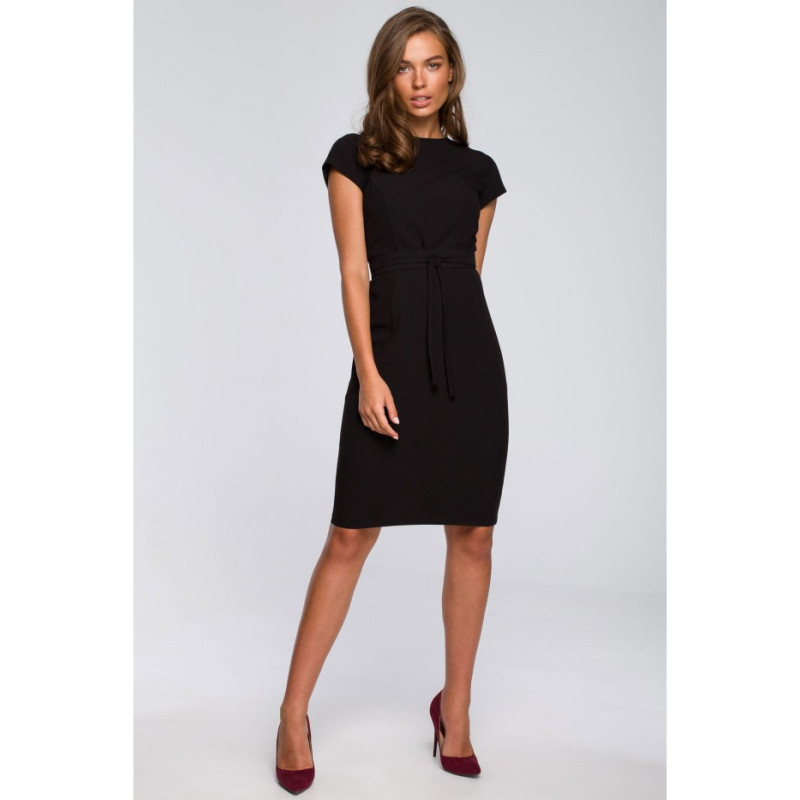 S239 Pencil dress with stitching - black