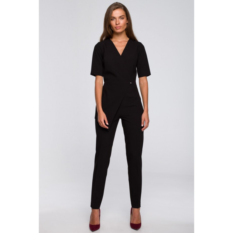 S241 Double front jumpsuit - black