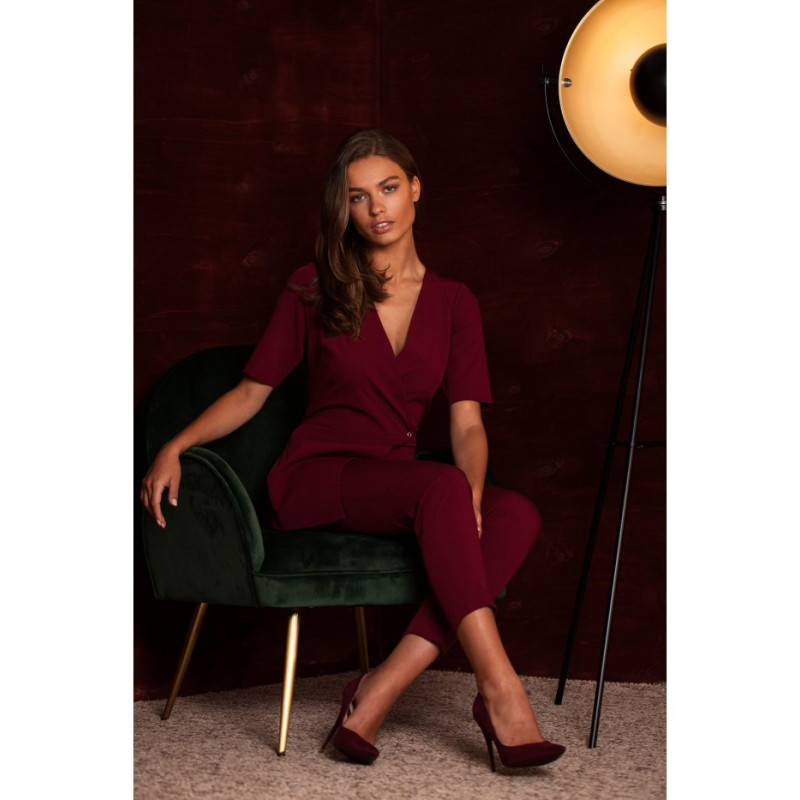 S241 Double front jumpsuit - maroon