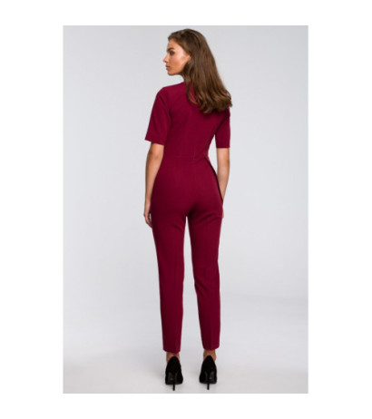 S241 Double front jumpsuit - maroon