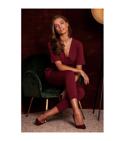 S241 Double front jumpsuit - maroon