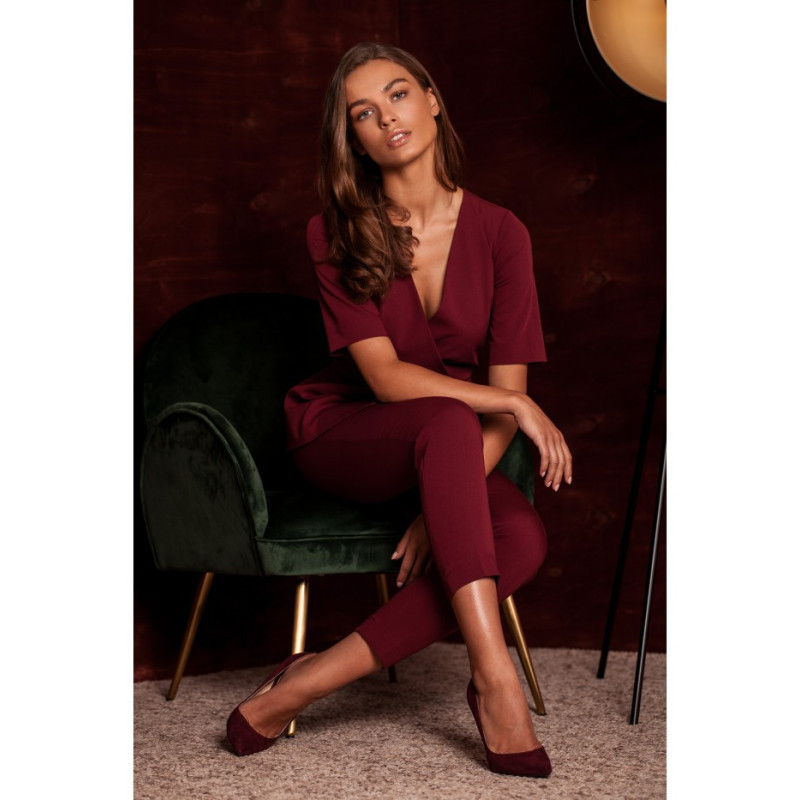 S241 Double front jumpsuit - maroon