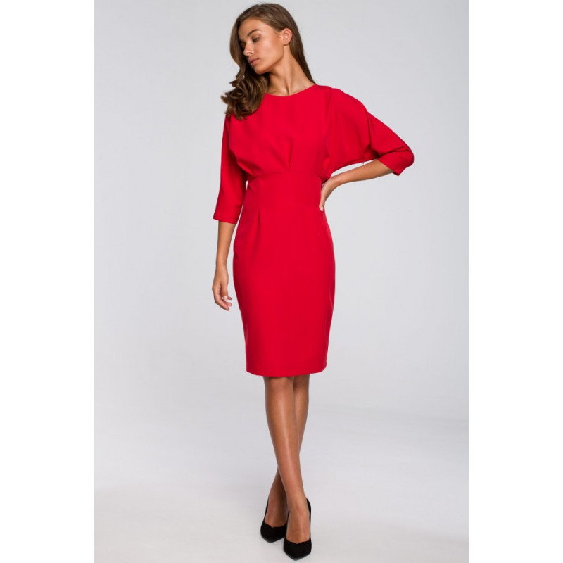 S242 Dress with darts and kimono sleeves - red