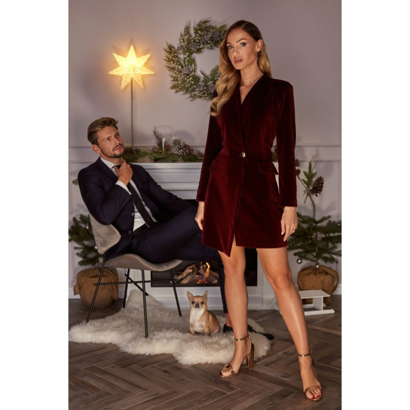 M562 Velour Jacket Dress - maroon