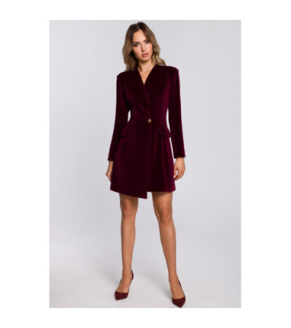 M562 Velour Jacket Dress - maroon