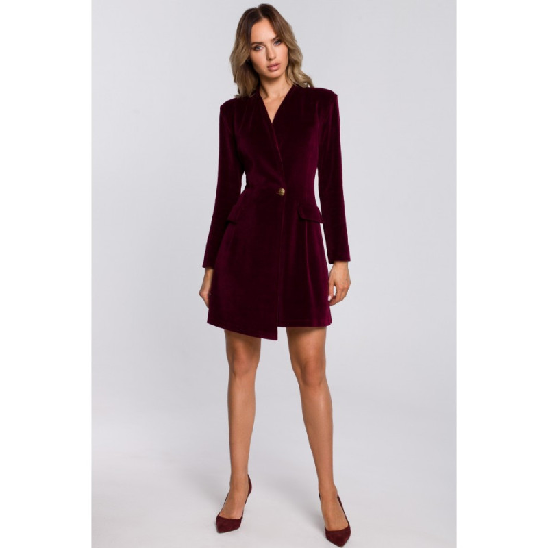 M562 Velour Jacket Dress - maroon