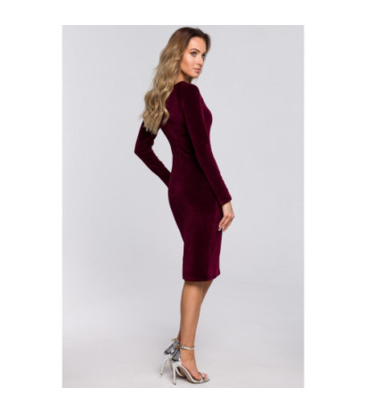 M565 Velour Pencil Dress - Maroon