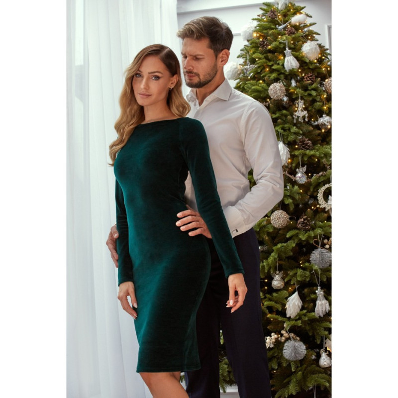 M565 Velour Pencil Dress - green