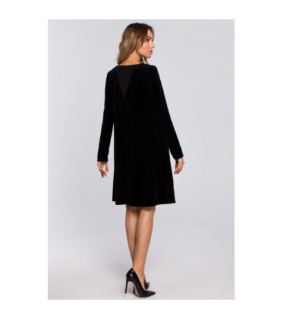 M566 Velour Trapeze Dress - black